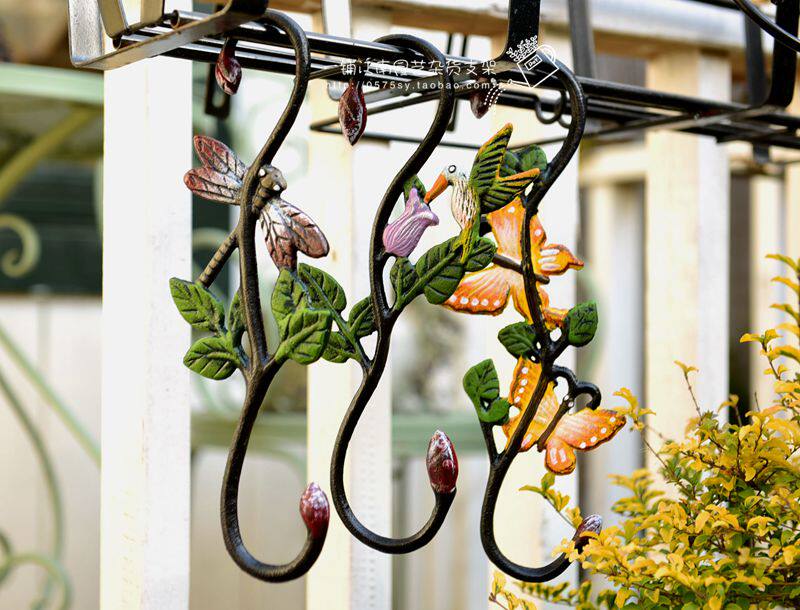 Cast iron painted S type animal hook iron art multipurpose hook pattern hand-drawn picture bifacial moulding