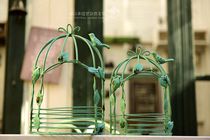 Old leaves wall hanging bird cage Wrought iron half bird cage wall hanging gardening groceries suitable for succulents planting