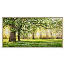 Modern American living room sofa background wall decoration painting forest scenery hand-painted oil painting office atmosphere hanging painting deer