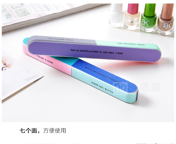 Sáng tạo in ấn nail tập tin đánh bóng chà nhám bảy mặt đánh bóng, móng tay công cụ nail file sửa chữa móng tay bộ làm nail
