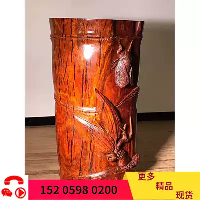 Bamboo boutique Indian small leaf red sandalwood contented pen holder fish scale whole material hollow high oil dense old material