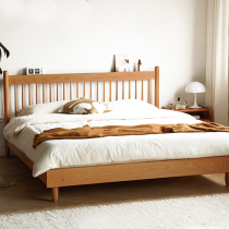 Meisei Wood Industry Cherry Wood Double Bed 1 m 5 and 1 m 8 Bedrooms Retro Nordic Wind logs Full solid wood Windsor beds