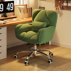 Computer Chair Girl's Bedroom Makeup Chair Plaid Sedentary Sofa Chair Dormitory Backrest Office Adjustable Pulley Swivel Chair
