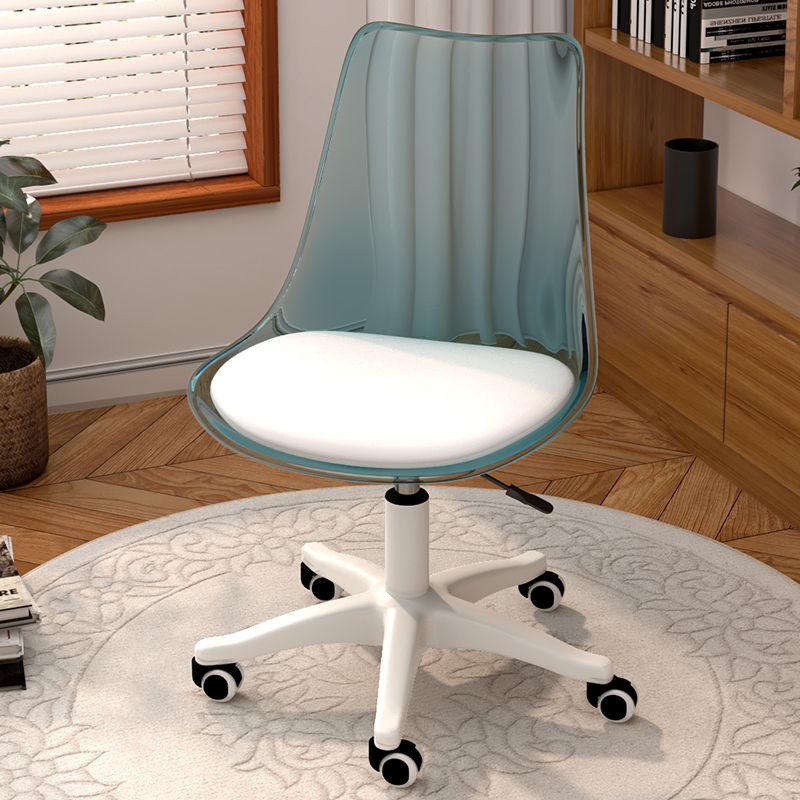 Transparent azure blue back + white pad [can be lifted and rotated] nylon feet