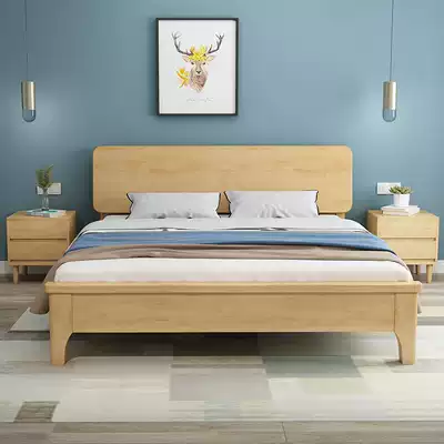 Nordic solid wood bed 1 8 meters Modern simple master bedroom double bed Economic high box storage bed 1 5 meters single wooden bed