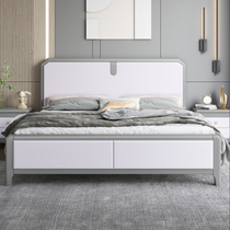 White solid wood bed 1 8 meters 1 5 single double stylish modern simple master bedroom oak economical high box storage bed