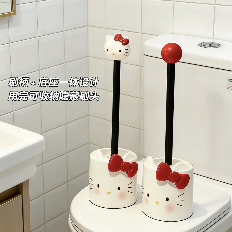 Hello Kitty Household Toilet Brush, No Dead Corners, Bathroom Cleaning Brush, Cute Decoration for the Restroom Hello Kitty Household Toilet Brush, No Dead Corners, Bathroom Cleaning Brush, Cute Decoration for the Restroom