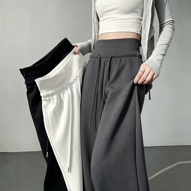 American-Style Plus-Size Women's Sweatpants for Autumn, High-Waisted, Tummy Control, Drapey Wide-Leg Pants, Slim-Fit Straight-Leg Casual Sweatpants American-Style Plus-Size Women's Sweatpants for Autumn, High-Waisted, Tummy Control, Drapey Wide-Leg Pants, Slim-Fit Straight-Leg Casual Sweatpants