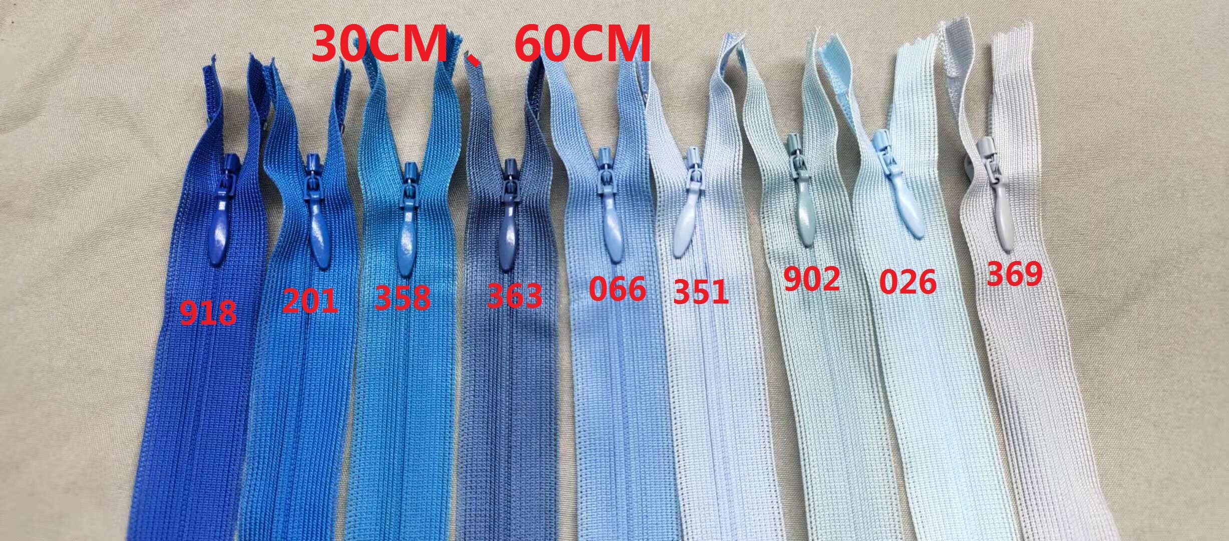 (full 29) YKK zipper No. 2 silk edge invisible closed mouth blue 30-60cm dress