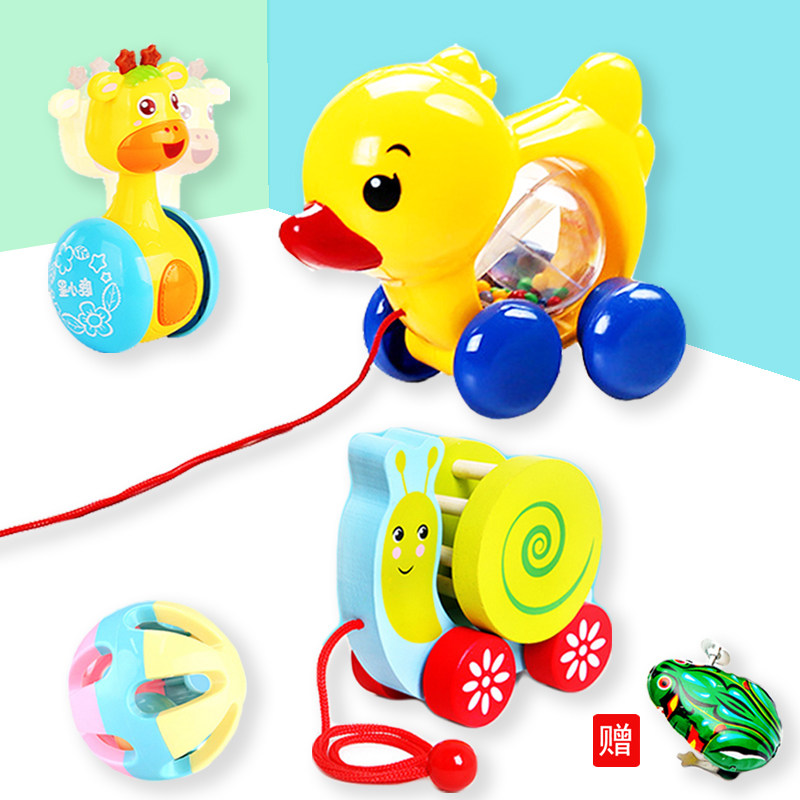 Infant school climbing snail toy guide crawling pull wire small yellow duck 6-12-month baby tumbler Puzzle Suit
