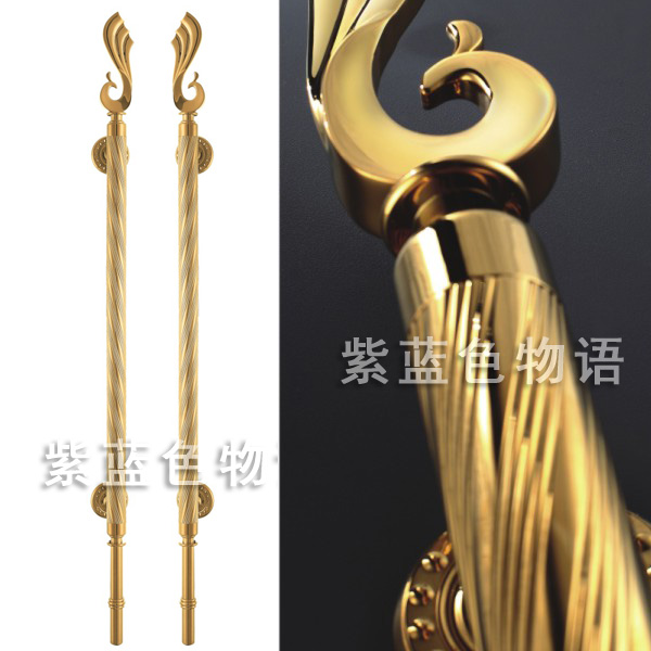 Titanium alloy stainless steel door handle high-end hotel villa glass door wooden door handle door handle European style