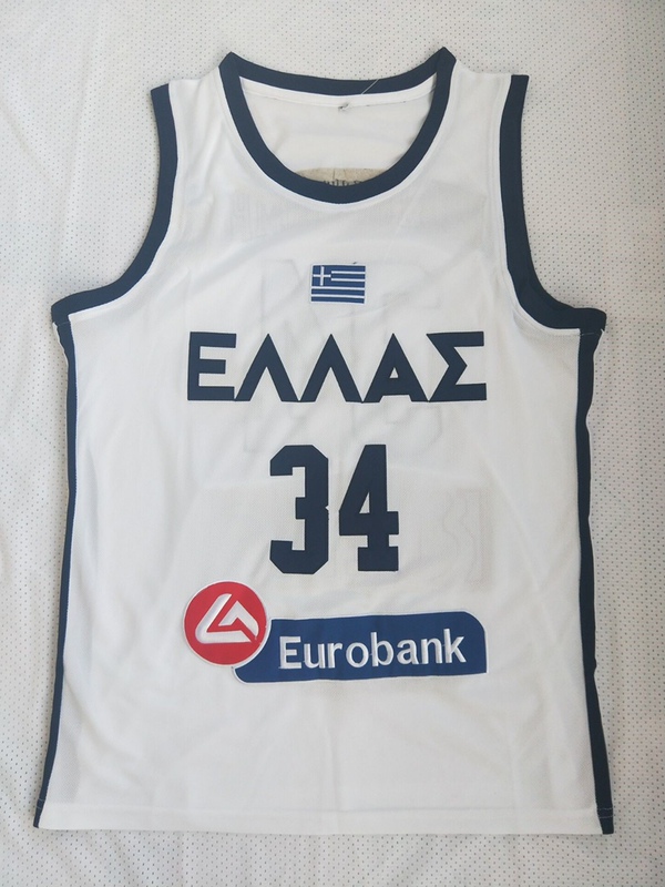 No. 34 Greek National Team Antetokounmpo Long Arms Monster Embroidered Jersey Trendy Basketball Uniform