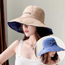 Double sided small daisy fishermans hat womens summer day shade Korean version tide 100 hitch sun sun sunscreen hat