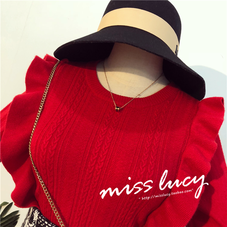 Mùa thu đông 2018 phiên bản Hàn Quốc mới của tay áo tự canh phần mỏng chạm đáy áo len sừng dài tay xù áo len cổ lọ nữ