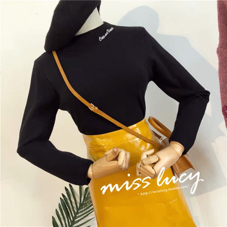 Áo sơ mi mùa thu ZZ nữ mùa thu 2018 phiên bản Hàn Quốc mới của áo len dài tay hoang dã nửa cổ cao đan đáy áo thun nữ form rộng