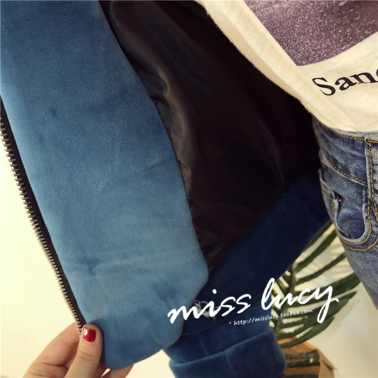 EE mùa thu và đông nữ 2018 mới Hồng Kông phong cách retro hoang dã dày vàng nhung bóng chày đồng phục ngắn áo nữ đẹp