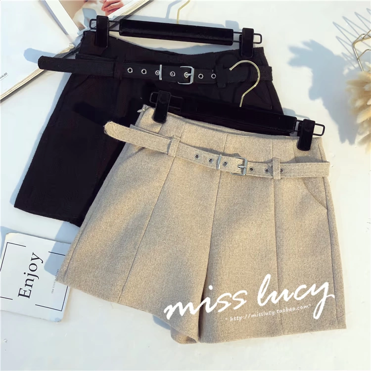 Quần len nữ mùa thu đông mới phiên bản Hàn Quốc của quần lửng ống rộng cao hoang dã mặc quần ống rộng ống quần ống rộng quần ống rộng