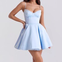 European and American satin high-end French dress with straps, lace waist, slimming tutu skirt, elegant dress