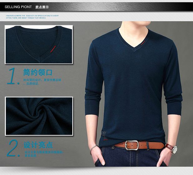 Áo len mỏng mùa thu Áo len cổ chữ V dành cho nam - Hàng dệt kim shop quần áo nam