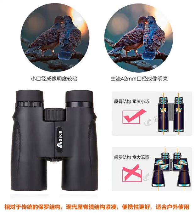 Asika Shark C Series 10X42 HD Ánh sáng ban đêm Tầm nhìn thấp Ống nhòm công suất cao Kính mắt ngoài trời - Kính viễn vọng / Kính / Kính ngoài trời ong nhom