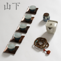 Retro handmade copper tea tray copper iron metal cup mat kung fu tea ceremony spare parts incense tea mat ornaments