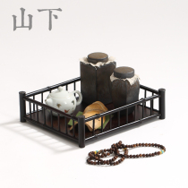 Zizhu storage tray tea tray tea pot tea pot storage basket tea cup holder Japanese style tea ware bamboo storage display rack