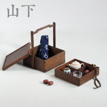 Bamboo double food box Bamboo Woven Tea Set Containing box portable travel mat Bamboo Lift Box Hotel Tim and TV props