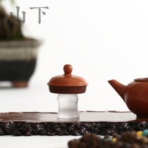 Bamboo festival glass cover tea ceremony zero with pot cover holder handmade Japanese kung fu tea set accessories purple clay pot cover frosted