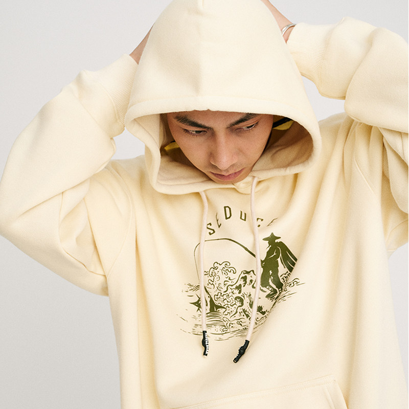 Food fishing SEDUCEgear old man and sea pullover plus velvet sweater men's tide brand nostalgic retro thickened hoodie