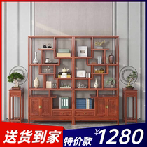 Bogu rack Solid wood Chinese style multi-treasure pavilion Elm tea rack shelf display stand Entrance partition tea cabinet Living room