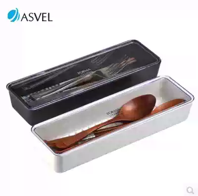Japan ASVEL Asper Heron tableware box non-toxic sanitary take-out outdoor chopsticks Spoon Straw storage box
