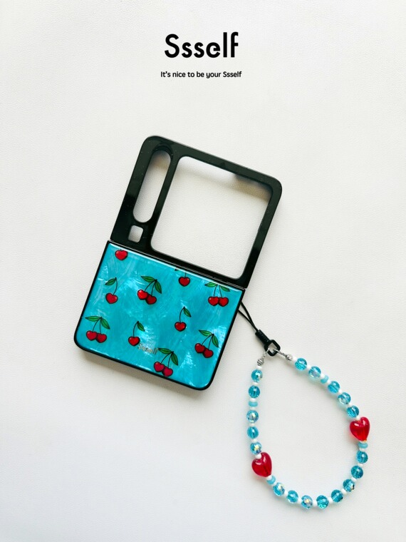 Juicy Cherries Turquoise Shimmer iPhone Case