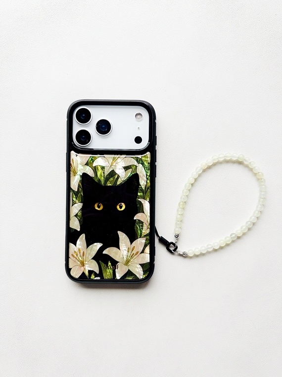 Red Floral Cat Art iPhone Case