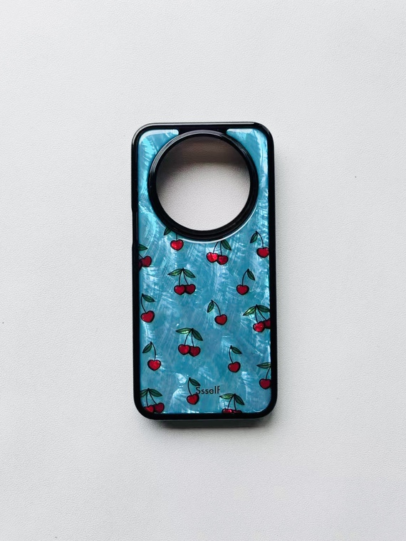 Juicy Cherries Turquoise Shimmer iPhone Case