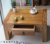 Old elm tatami coffee table solid wood bay window table Japanese style floor drawer Zen low table Kang table balcony tea table