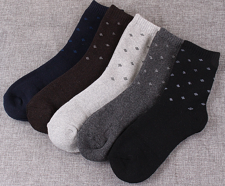 Vớ nam mùa đông vớ cotton dày mùa đông ấm khăn bông vớ nam cộng với nhung đen ống vớ nam - Vớ nam tất nam cao cổ