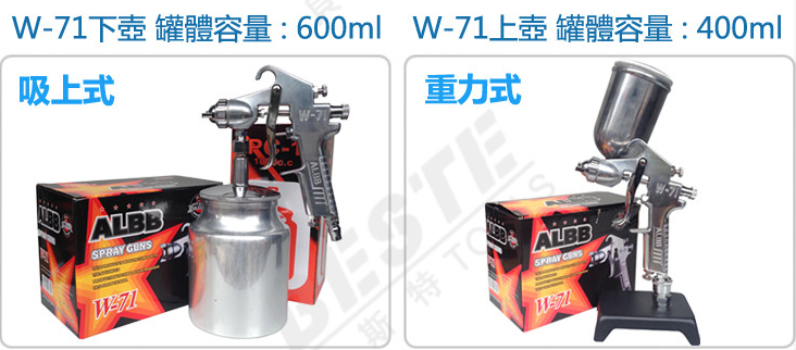 ALBB suction on gravity type W-71S W-71G Painting gun calibre 1 0 1 5 3 1 1 8MM