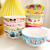 Melamine eating bowl home single medium Bowl ins Wind cute creative personality anti-drop hot children Primary School students instant noodles