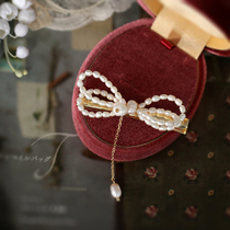 Freshwater Pearl hairclip simple style temperament bow bangs hairclip female forehead clip side clip headwear hair accessories