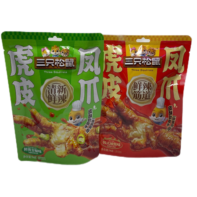[Authentic] Three Squirrels Tiger Skin Chicken Feet Spicy Chicken Feet Fresh Green Pepper Flavor Korean Spicy Sauce Flavor