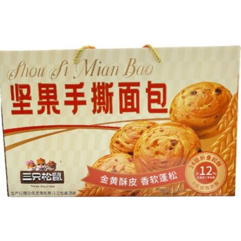 Three Squirrels Nut Crust Bread 1.08kg Golden Crust Hand-Torn Bread Delicious Bread for Gifting