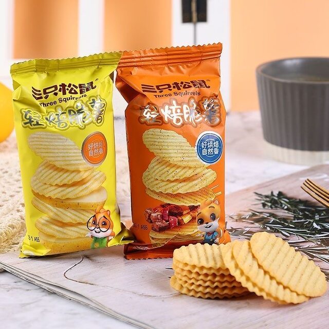 Three Squirrels Lightly Roasted Crispy Potato Chips Original Flavor Tomato Bbq Seaweed Cucumber Bulk Individually Packaged