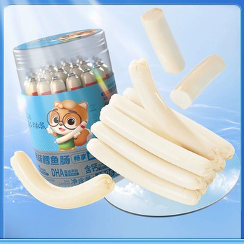 Three Squirrels Seafood Codfish Sausage Children's Double Dha Original Flavor Snack 420g Pack, about 28 Sticks
