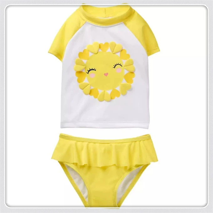 GYMBOREE Bộ đồ bơi bé gái màu vàng Carter Đồ bơi cho trẻ em tay ngắn Chia tay Kem chống nắng màu xanh lá cây UPF5 đồ bơi giá tốt