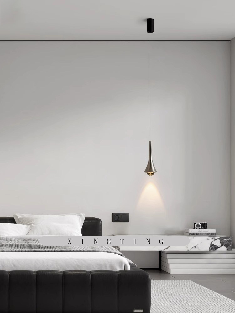 Bedroom Bedside Chandelier Minimalist Italian Creative Design Dining Room Bar Small Pendant Light Adjustable Water Drop Lamp