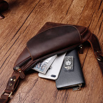 Original new genuine leather dumplings bungalow bungalow leather single shoulder inclined cross pack Casual Mad Mapleather Chest Bag Trendy Men Bag