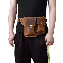 Original handmade genuine leather purse men sport small bag retro cow leather inclined cross-pack mad horse leather chest bag male charter bus boom