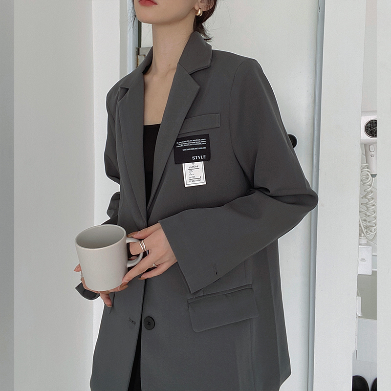 LOSTSOULS Korea Lax Gray Little Super Costume Women Superior Design Small Leisure and Thicken Suit