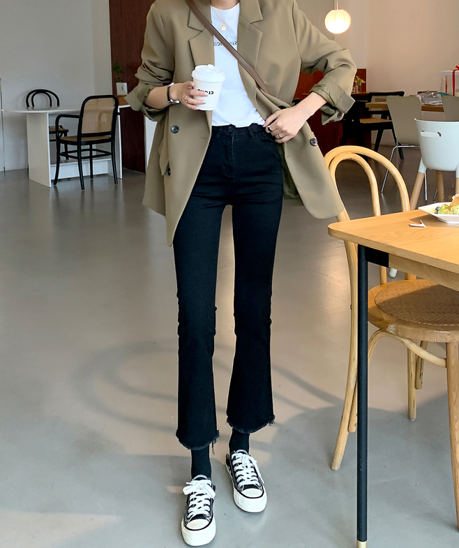 LOSTSOULS JAPANESE BLACK MICROLAO JEANS WOMAN 2021 AUTUMN WINTER HIGH WAIST PLUS SUEDE SLIM 90% HORN PANTS