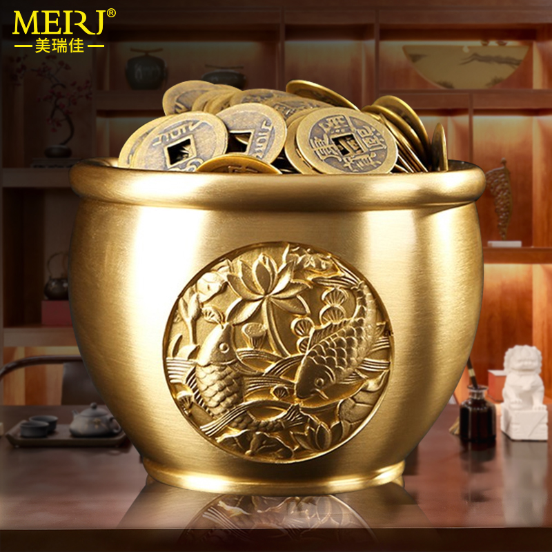 Brass cornucopia decoration living room office home craft gift decoration opening gift creative multi-purpose copper feng shui tank